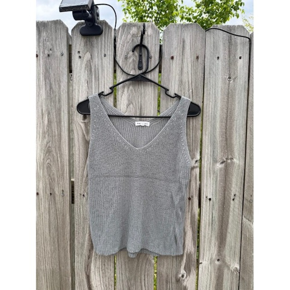 Newbury Kustom Grey Knit V-Neck Sleeveless Sweater‎ Tank Top Small